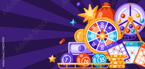 Lottery and bingo illustration. Concept for gambling or online games.