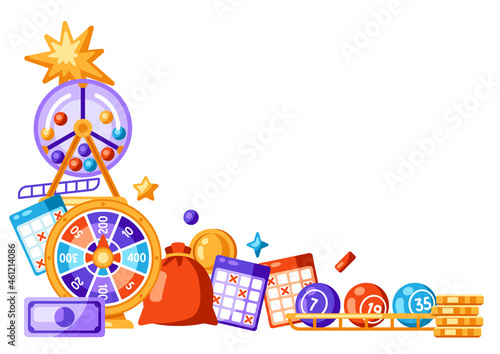 Lottery and bingo illustration. Concept for gambling or online games.