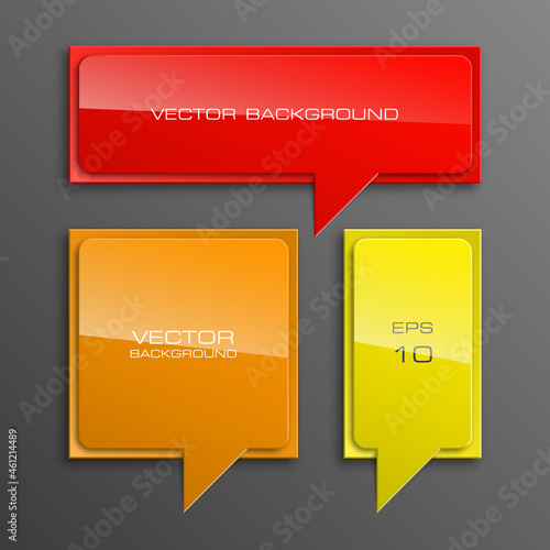 Colloquial cloud on a rectangular background. Square banner. Three speech bubbles. Abstract vector banner. Design shape. Rectangle form.