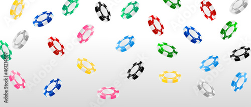 set chips flying realistic tokens for gambling, cash for roulette or poker,