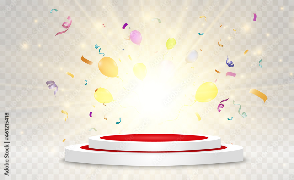 Winner background with signs of first, second and third place on a ...