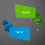 Vector abstract banner. The original form as two form, overlapping. The flat image. Advertising Design shape. Vector label tag.
