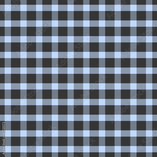 Seamless gingham pattern of blue and black stripes.