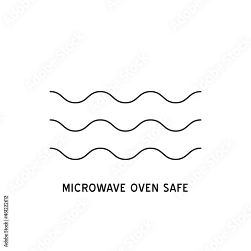 Wave Cooking logo. Microwave oven safe vector outline icon.