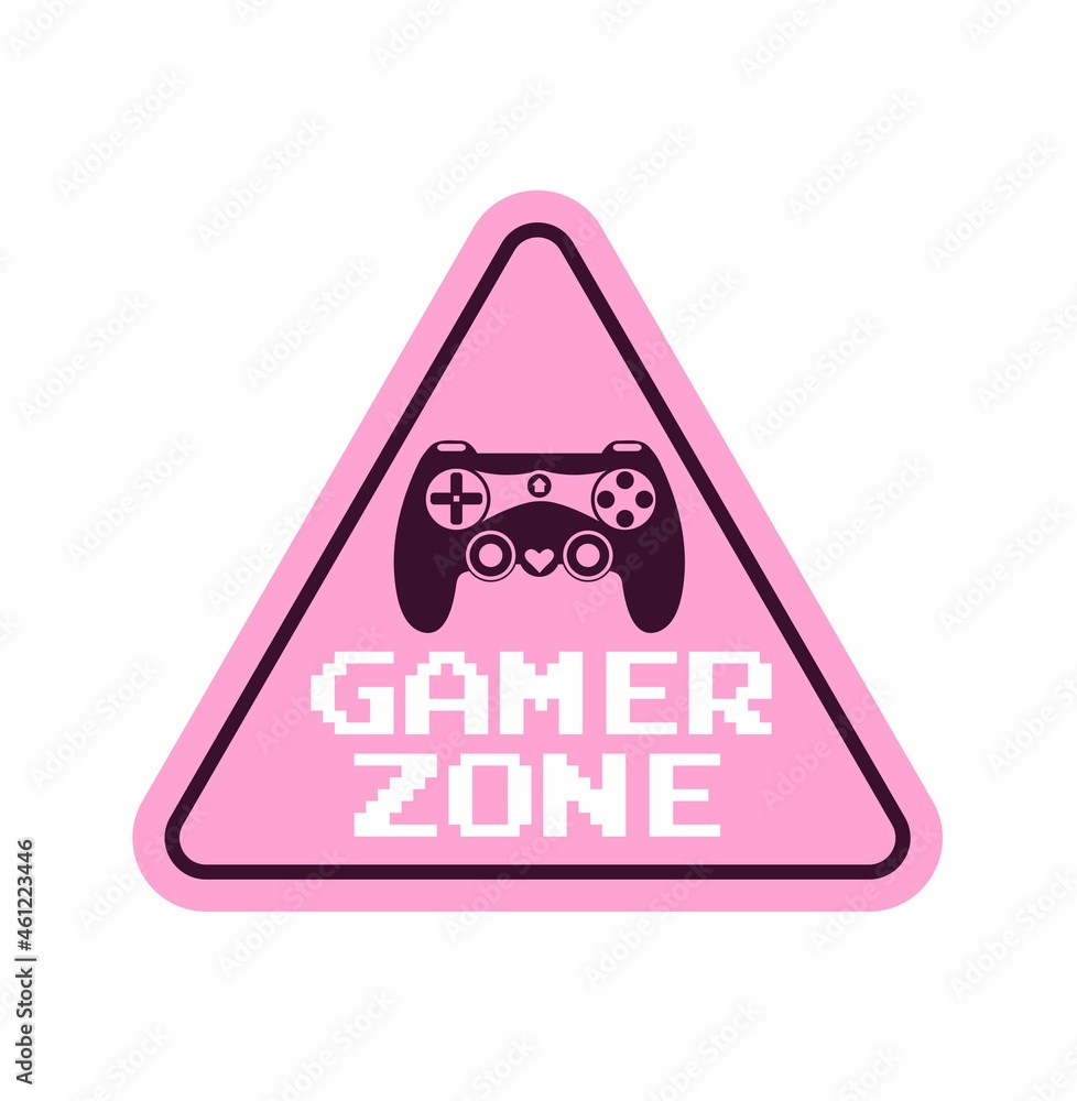Gamer zone sign vector illustration with game controller icon and