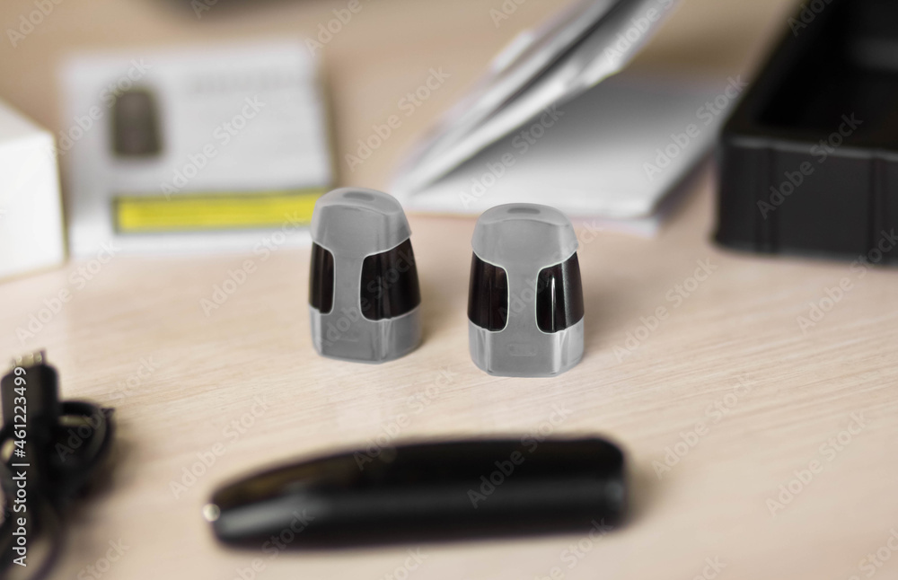 Black electronic cigarette. Electronic nicotine delivery system Black electronic cigarette. Electronic nicotine delivery system