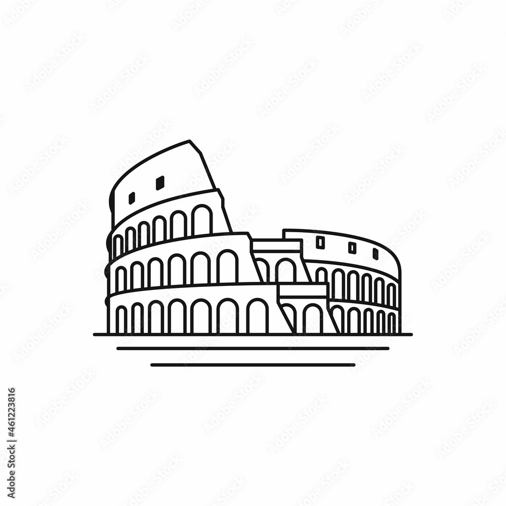 Line art Vector logo of the city of Rome, Italy. Colosseum logo design vector illustration