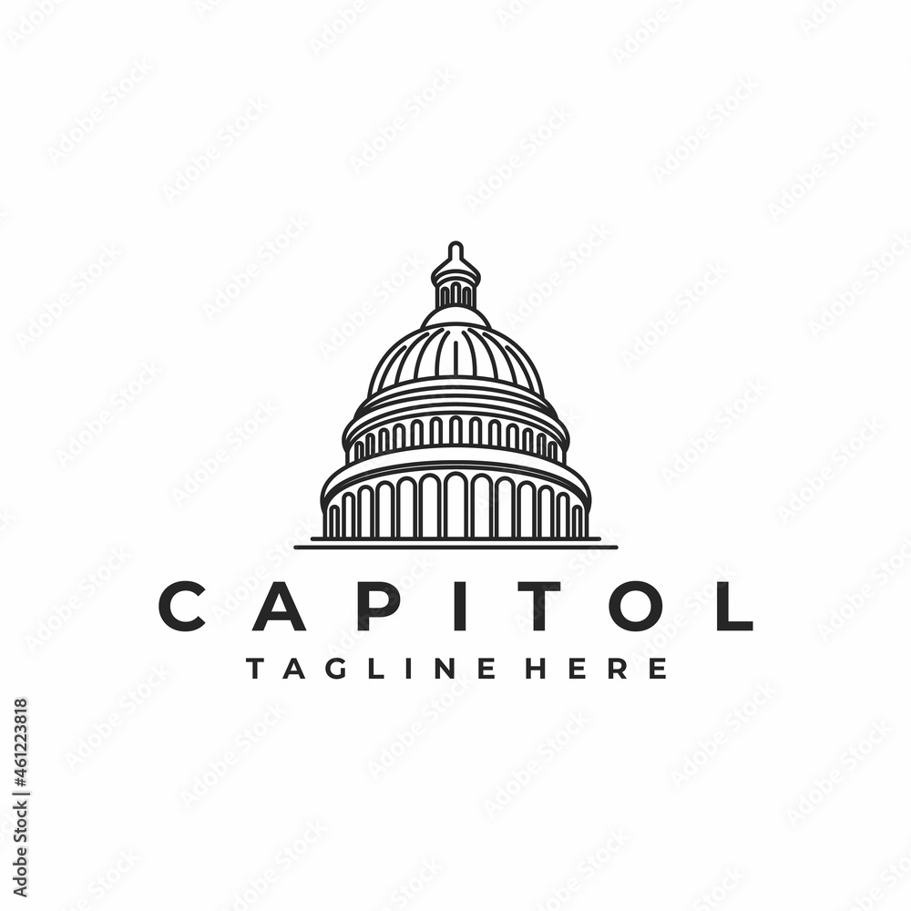 Line art Capitol dome logo design inspiration - Capital logo design vector illustration