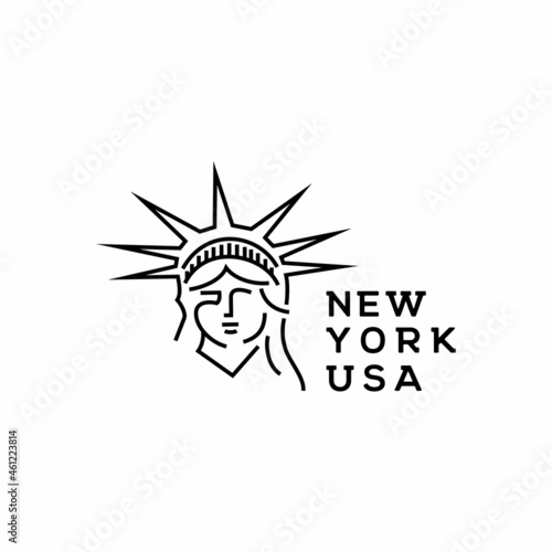 Line art Statue of Liberty logo design template. Liberty statue vector illustration