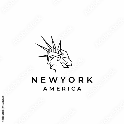 Line art Statue of Liberty logo design template. Liberty statue vector illustration