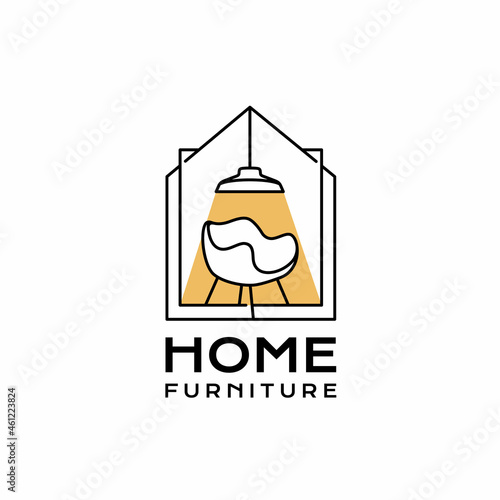 House logo, lamp, drawer shelf, chair home Furniture logo designs concept vector, Furniture logo template