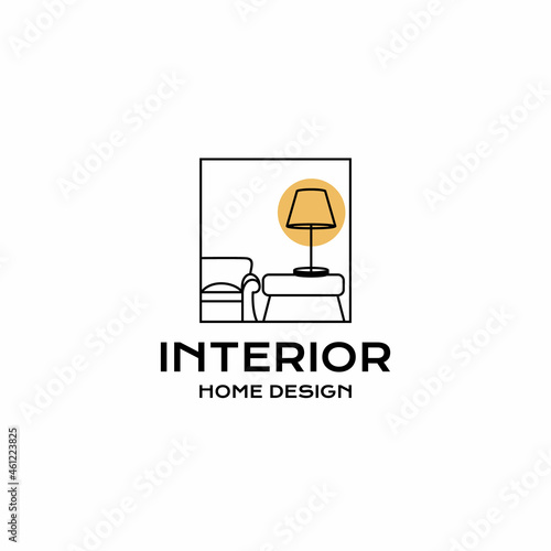 Home Interior room, furniture gallery logo design vector