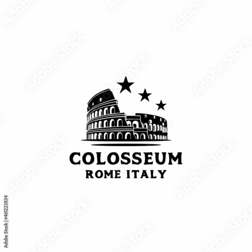 Vector logo of the city of Rome, Italy. Colosseum logo design vector illustration
