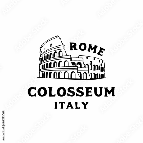Vector logo of the city of Rome, Italy. Colosseum logo design vector illustration