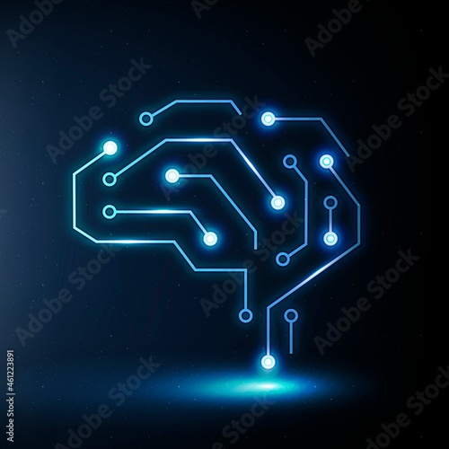 AI technology education icon vector blue digital graphic