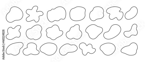 Vector set of line art liquid curve shapes