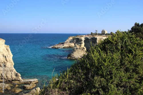 Italy, Salento, Torre dell'Orso: View of Rocks of Saint'Andrea.