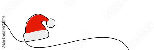 Single line drawn Santa hat.
