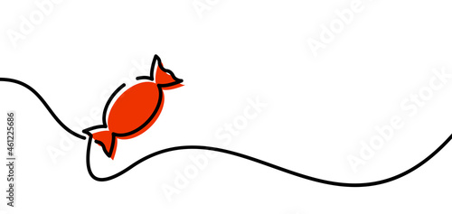 Single line drawn red candy outline.