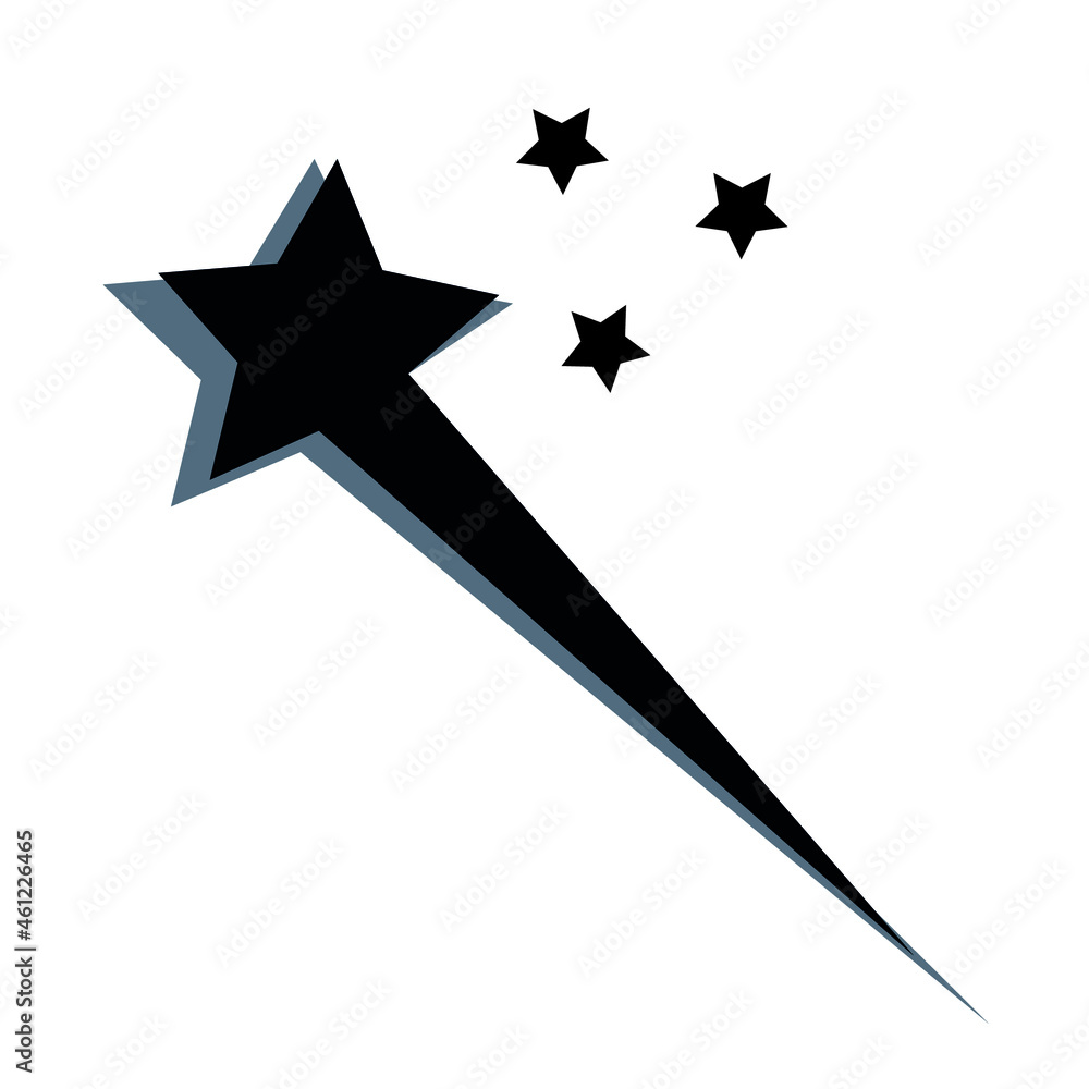 Vector design of shooting star logo illustration, comet with stars, for use on web or for tattoo. Vector design of shooting star logo illustration, comet with stars, for use on web or for tattoo.