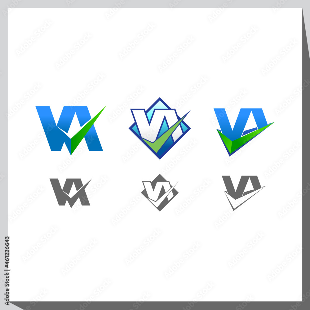 variation of letter VA with check mark variation of letter VA with check mark