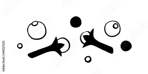 Vector outline illustration, clipart of carnation, pepper in doodle style. Set of seasonings, food additive, spices