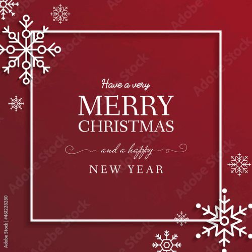 Merry Christmas snowflake frame social ads template vector