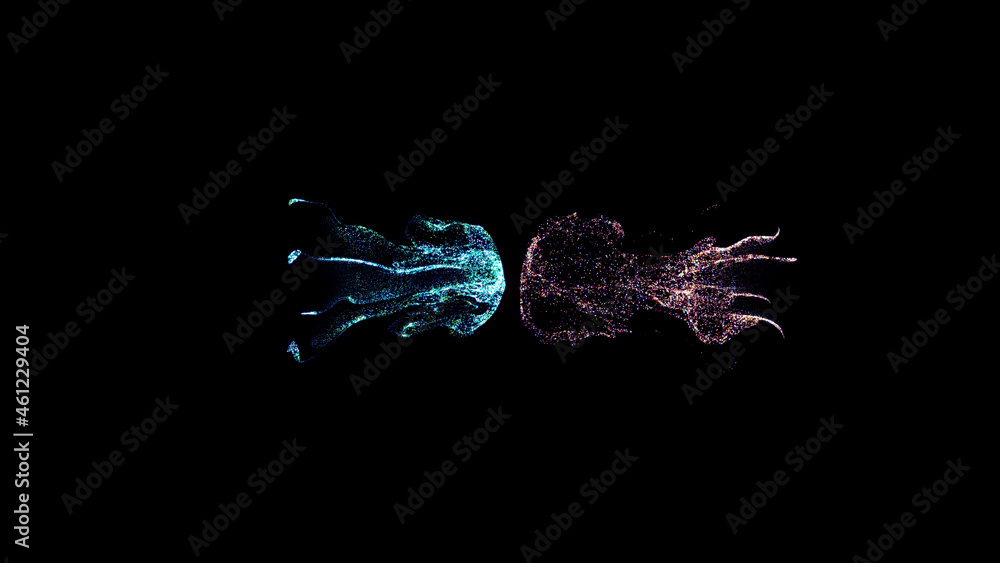 Obraz premium movement of fluids to meet each other. minimalistic abstract background with fluids. 3d rendering