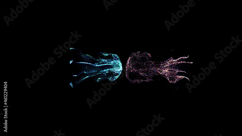 Wallpaper Mural movement of fluids to meet each other. minimalistic abstract background with fluids. 3d rendering Torontodigital.ca