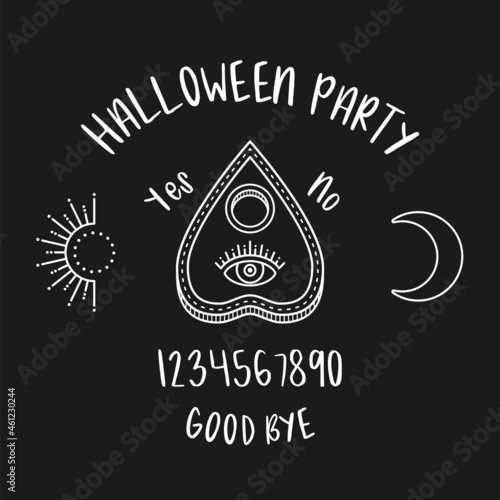 Halloween ouija planchette with eye of providence. Vector stock illustration