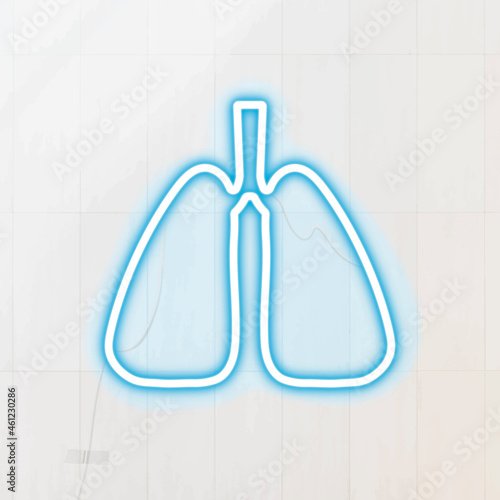 Blue respiratory tract neon sign vector