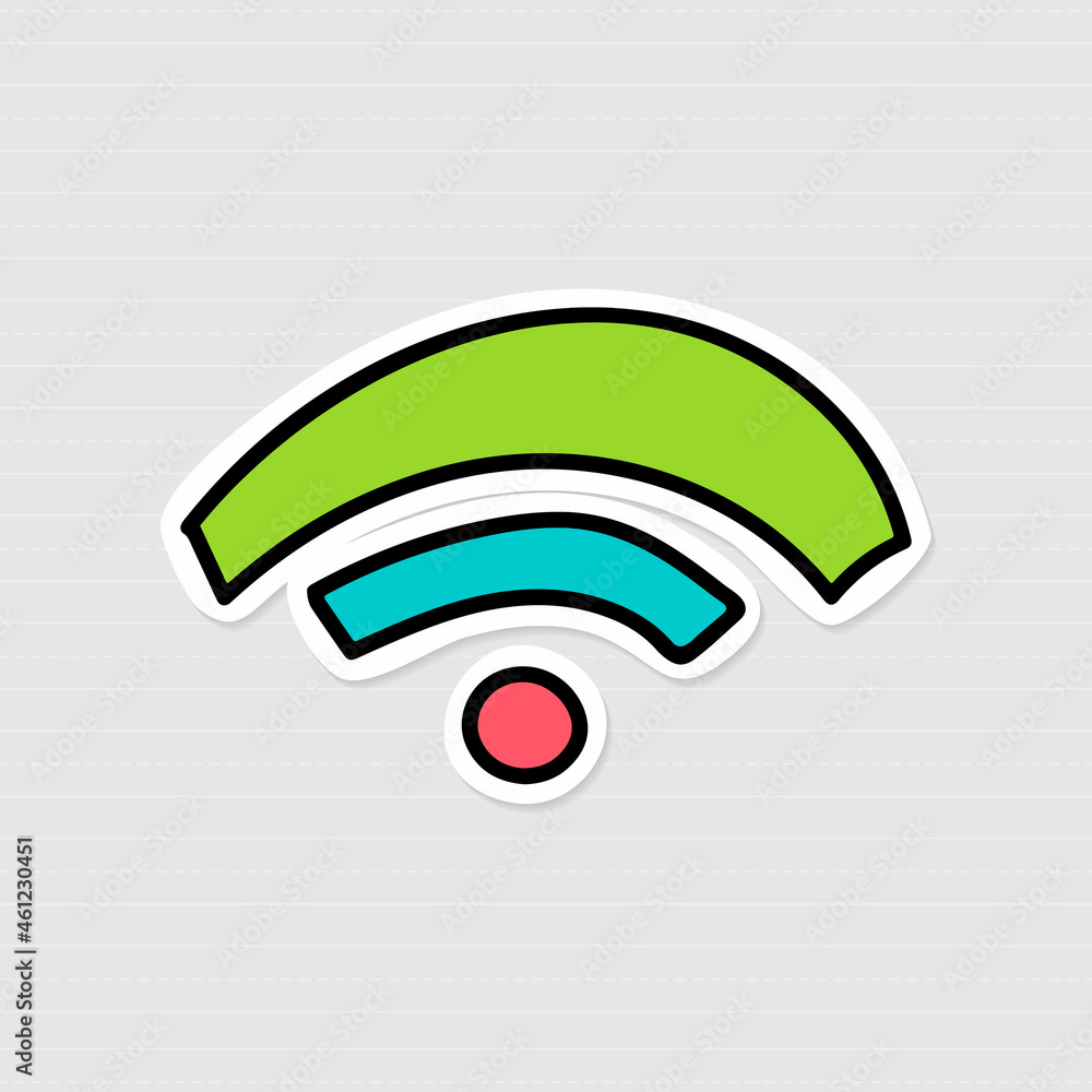 Green wifi icon sticker with a white border vector Green wifi icon sticker with a white border vector