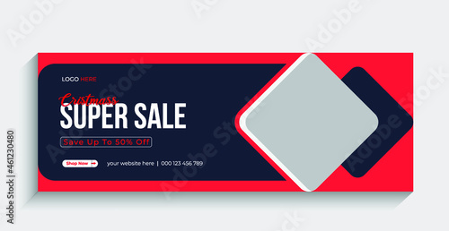 New year Christmas sale social media instagram web banner or facebook cover template Premium

