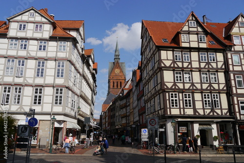 Kramerstraße am Holzmarkt in Hannover mit Kirchturm Marktkirche