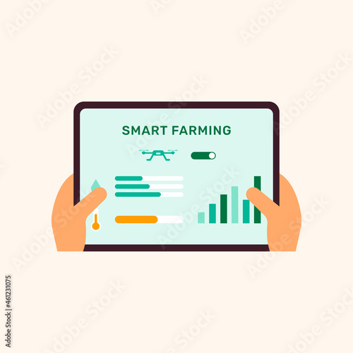 Smart farming controller UI vector on tablet screen