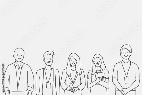 People doodle vector happy colleagues illustration characters