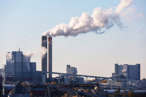 Air pollution in the environment. Smoke from the chimneys of the factory