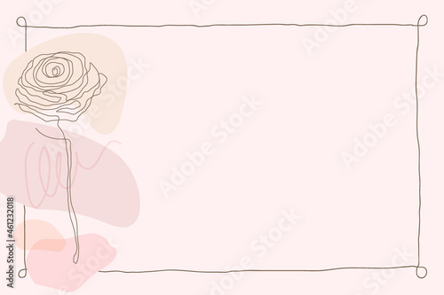 Pink flower frame background in feminine style vector