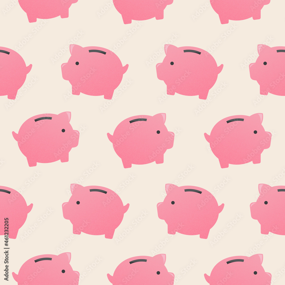 Piggy bank seamless pattern background, money vector finance illustration Piggy bank seamless pattern background, money vector finance illustration