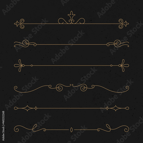 Vintage ornament vector set in luxury gold
