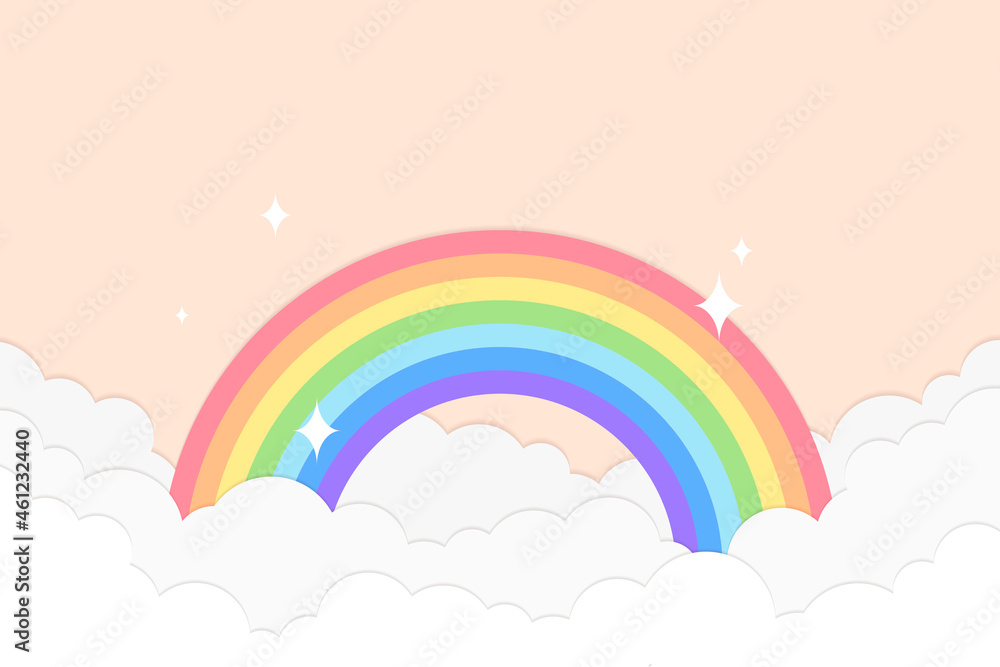Rainbow background, pastel paper cut style vector