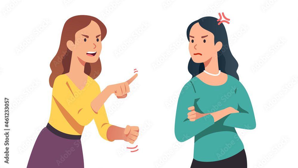 Obraz premium Two arguing women loosing temper in conflict