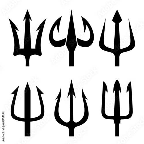 Set of the trident illustrations. Design element for logo, label, sign, emblem, poster. Vector illustration