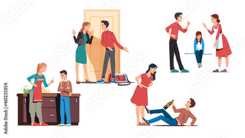 Family relationships problems, conflict set