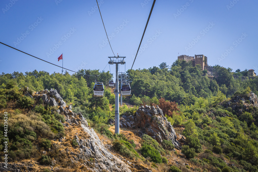 Cable car to the Alanya castle in Turkey