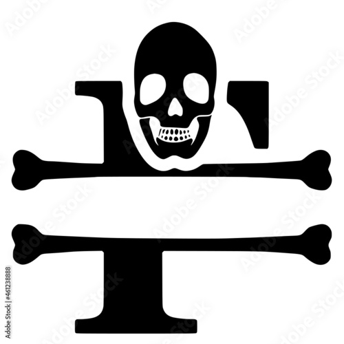 Letter f and skull personalized monogram, name initial clip art