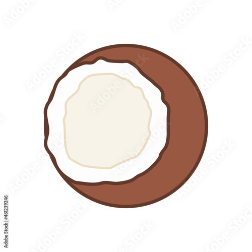 Vector illustration of open slice coconut.