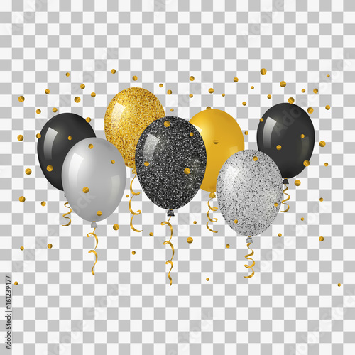 Group of helium balloons with glitter.