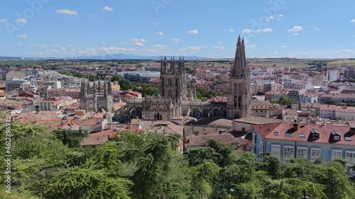 Panorámica ciudad de Burgos con su magnífica y hermosa catedral gótica del siglo XIII, España photo