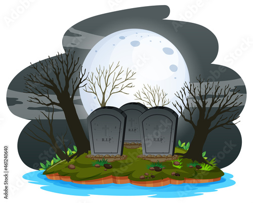Graveyard at night with super moon